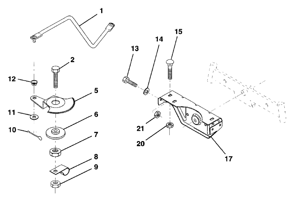 Sector Gear/Axle Support Diagram and Parts List for LR12 (954002701-B)(1994-10) Husqvarna Lawn Tractor