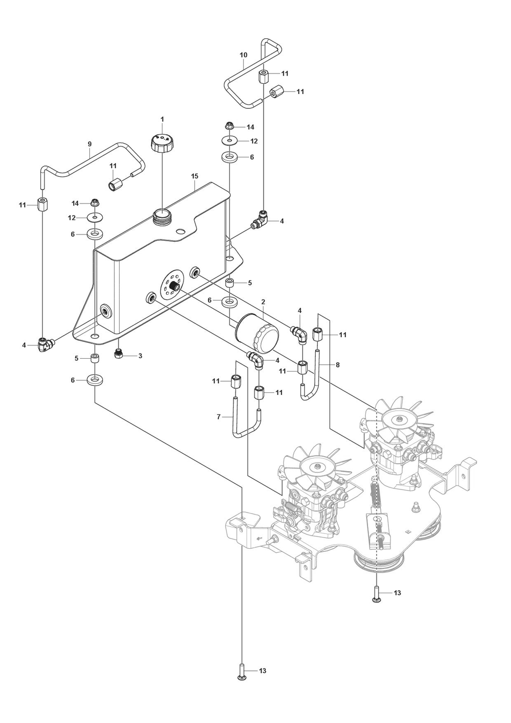 Hydraulic Pump - Motor Diagram and Parts List for V548X  Husqvarna Lawn Tractor