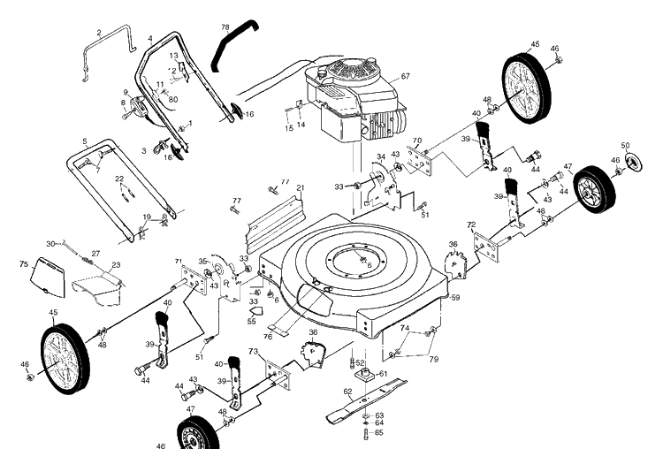 General Assembly Diagram and Parts List for 6022SHB (954222695)(2001-10) Husqvarna Lawn Mower