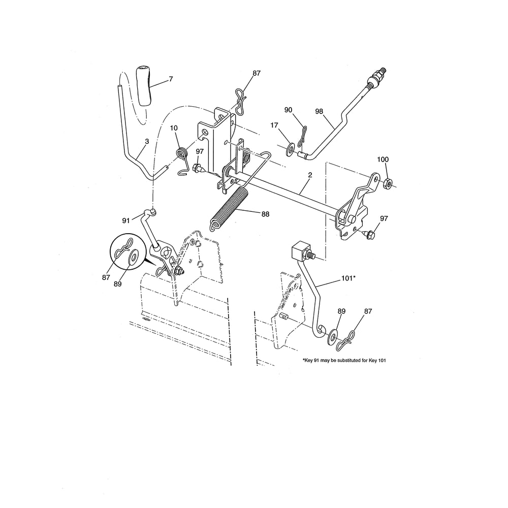 Mower Lift Diagram and Parts List for 96045005500  Husqvarna Lawn Tractor