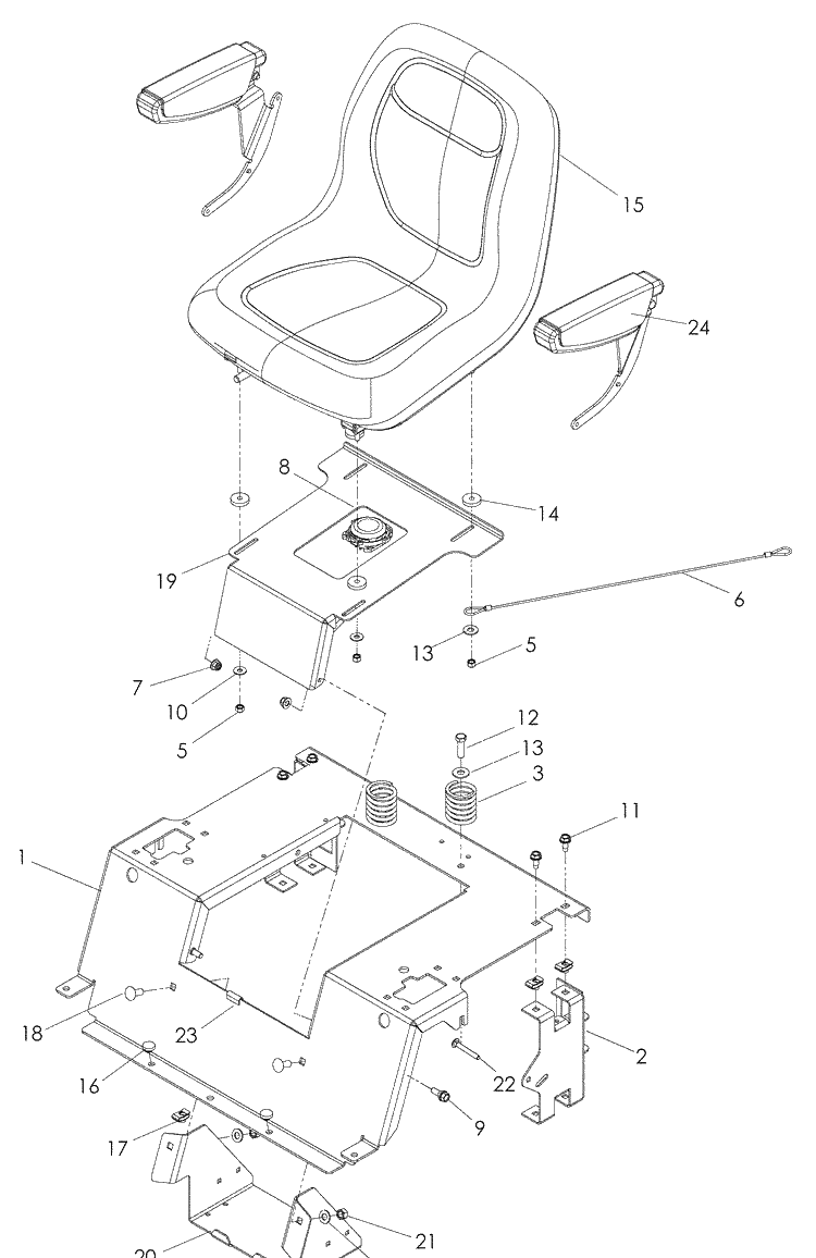 Seat Diagram and Parts List for LSZ5424 (965880901)(2008-11) Husqvarna Lawn Mower