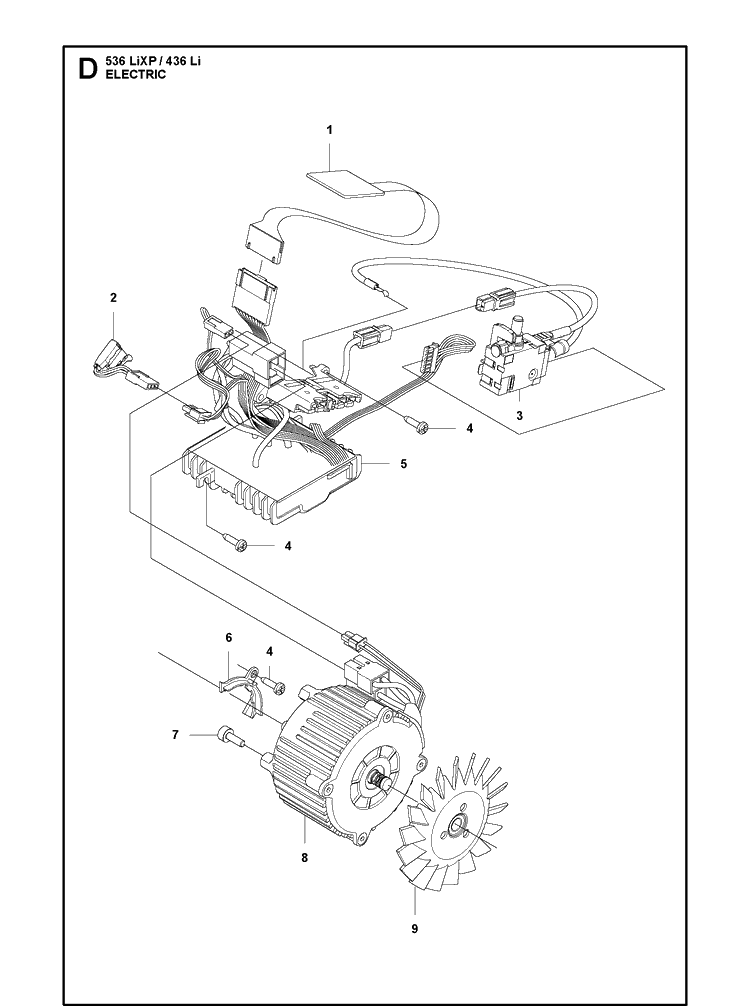 Electrical Diagram and Parts List for 536LIXP 2012-08 Husqvarna Chainsaw