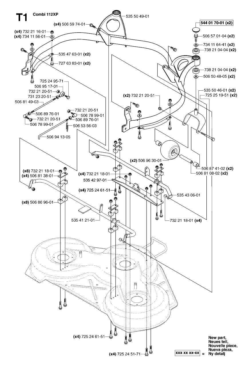 44-Inch/112cm Cutting Deck 2 Diagram and Parts List for PF21 (965097001)(2007-03) Husqvarna Lawn Tractor