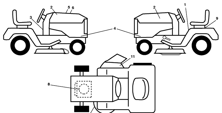 Decals Diagram and Parts List for YTH2042 (96043010601)(2010-02) Husqvarna Lawn Mower