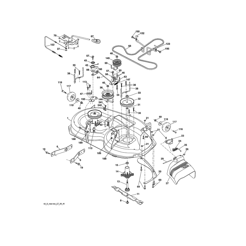 Mower Deck Diagram and Parts List for YTH18542-960430172  Husqvarna Lawn Tractor