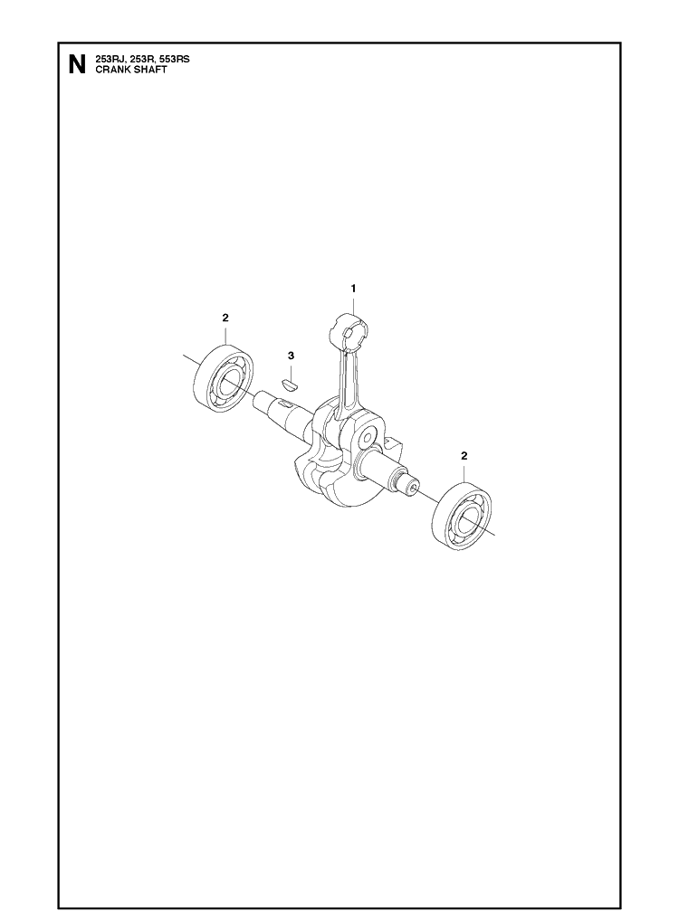 Crankshaft Diagram and Parts List for 553RS  Husqvarna Brush Cutter