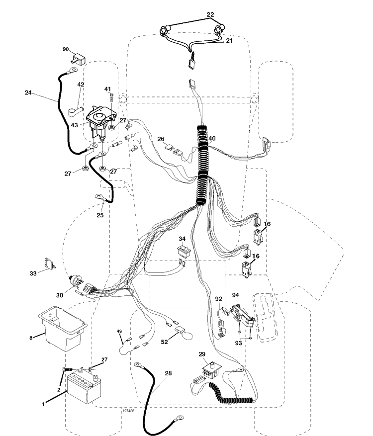 Electrical Diagram and Parts List for LTH1797 (96011022101)(2012-01) Husqvarna Lawn Tractor