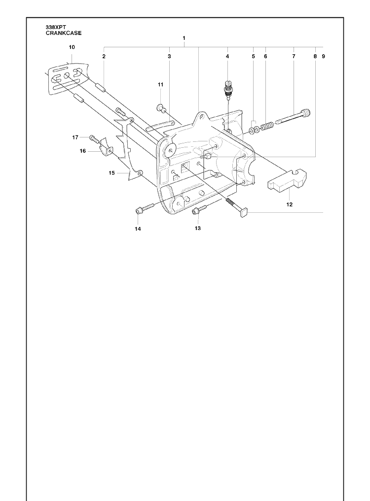 Crankcase Diagram and Parts List for 338XPT 2010-02 Husqvarna Chainsaw