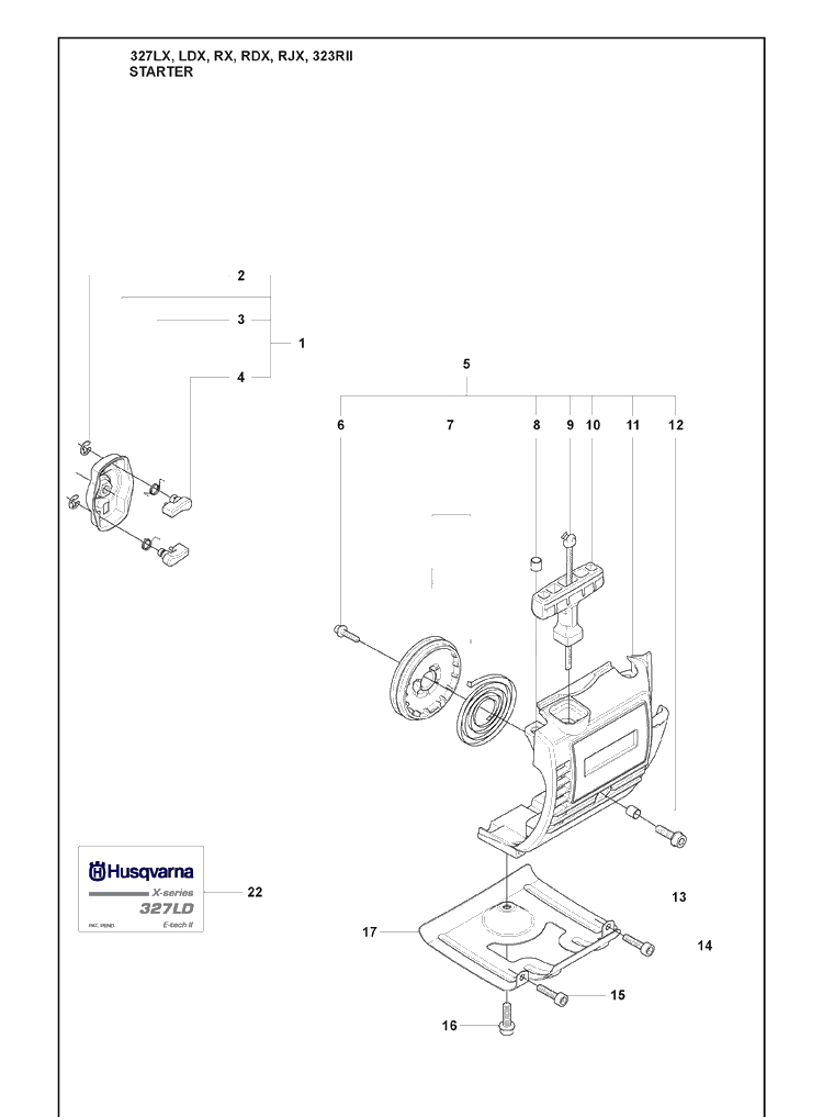 Starter 2 Diagram and Parts List for 327RX 2009-08 Husqvarna Trimmer