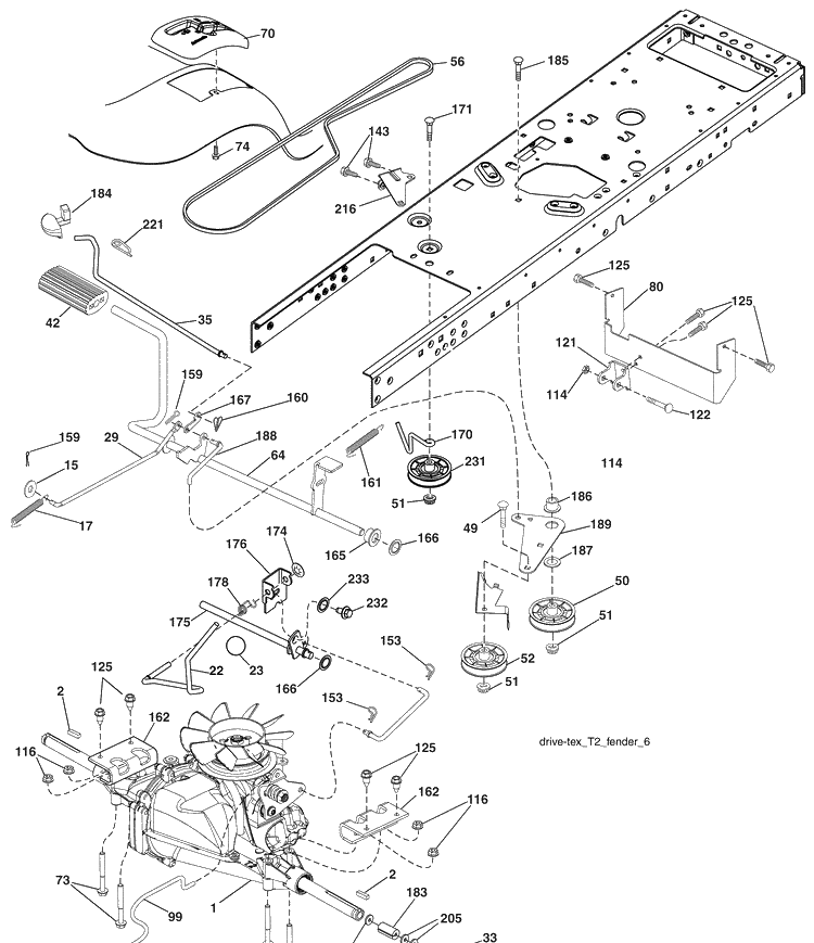 Drive Diagram and Parts List for LTH1538 (96043003802)(2008-04) Husqvarna Lawn Mower
