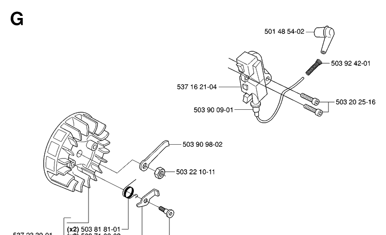 Ignition System Diagram and Parts List for 338XPT 20063600001-Current Husqvarna Chainsaw