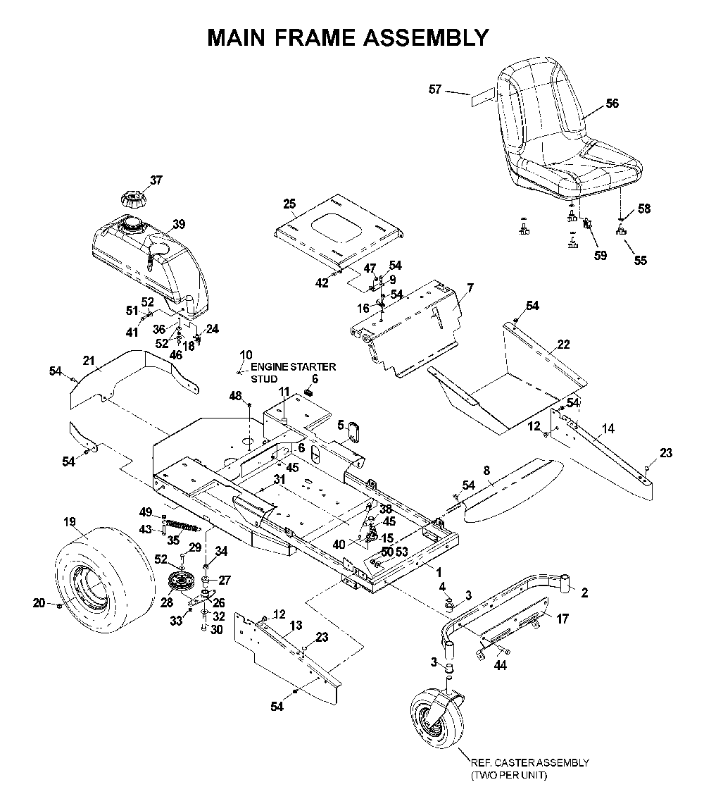 Mainframe, Left Side Diagram and Parts List for CZ4818BIA (968999276)(2004-09) Husqvarna Lawn Tractor
