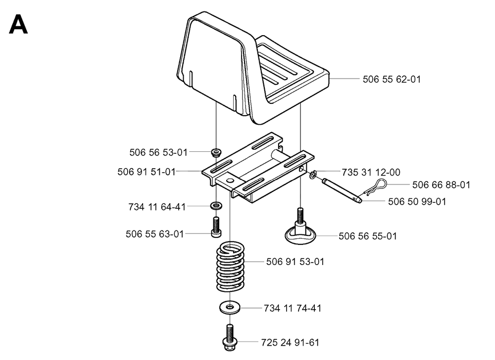 Seat Diagram and Parts List for R11 (953519401)(2004-01) Husqvarna Lawn Tractor