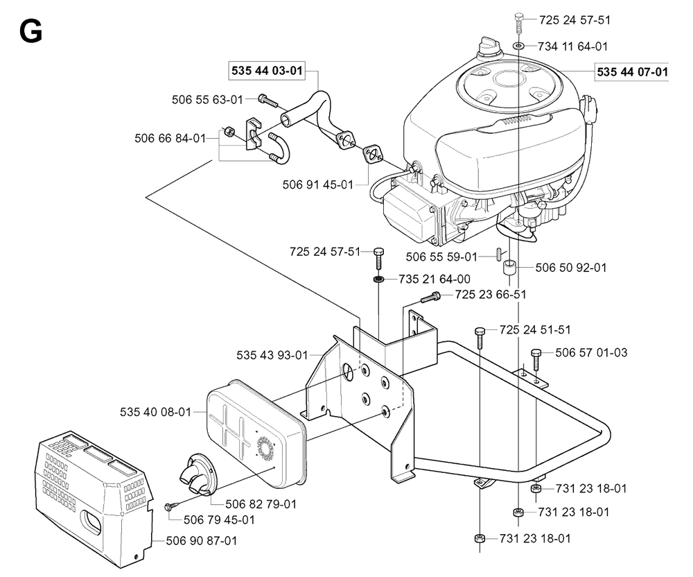 Engine Diagram and Parts List for R11 (953519401)(2004-01) Husqvarna Lawn Tractor