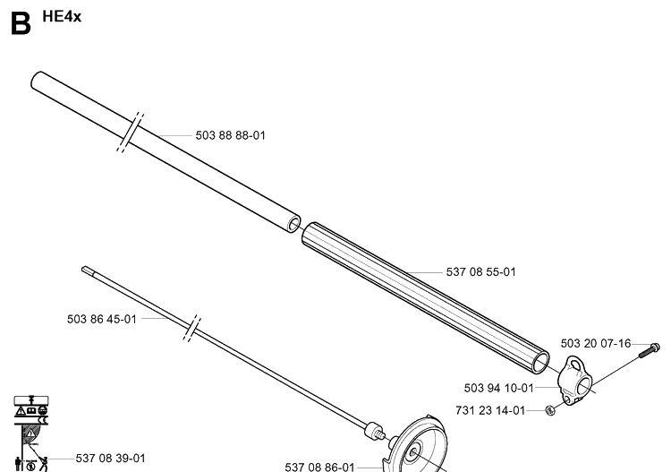 Shaft Diagram and Parts List for 325HA850 20040100001-20050600000 Husqvarna Hedge Trimmer