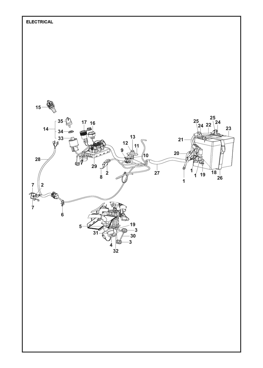 Electrical Diagram and Parts List for R316TSXAWD2019-2021  Husqvarna Lawn Tractor