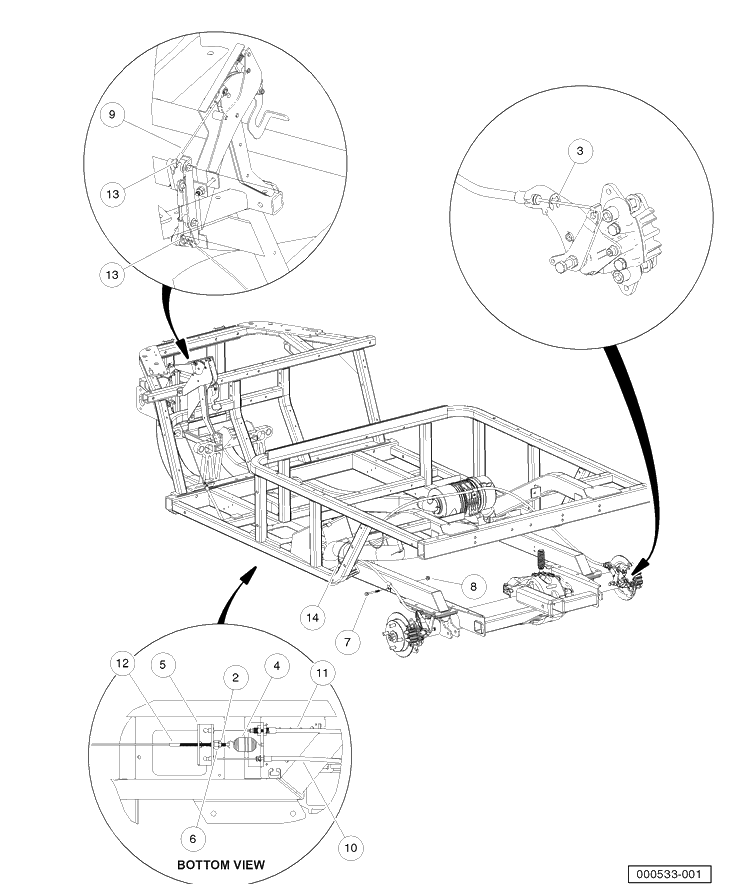 Park Brake System Diagram and Parts List for HUV4421DXP 2006-11 Husqvarna Lawn Tractor