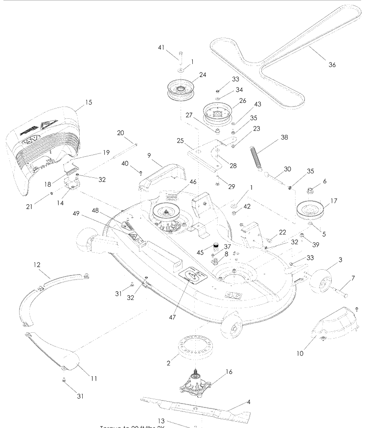 46 Inch Deck Diagram and Parts List for RZ5424 (965881301)(2009-01) Husqvarna Lawn Mower
