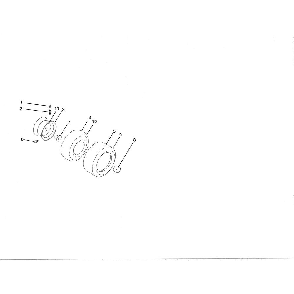 Wheels & Tires Diagram and Parts List for YT42DXLS-96043020400  Husqvarna Lawn Tractor