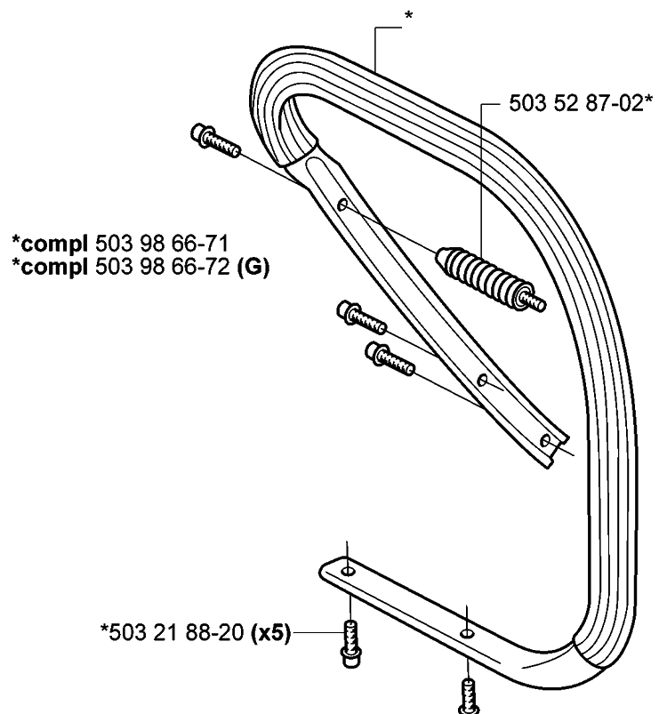Front Handle 1 Diagram and Parts List for 385 2005-03 Husqvarna Chainsaw