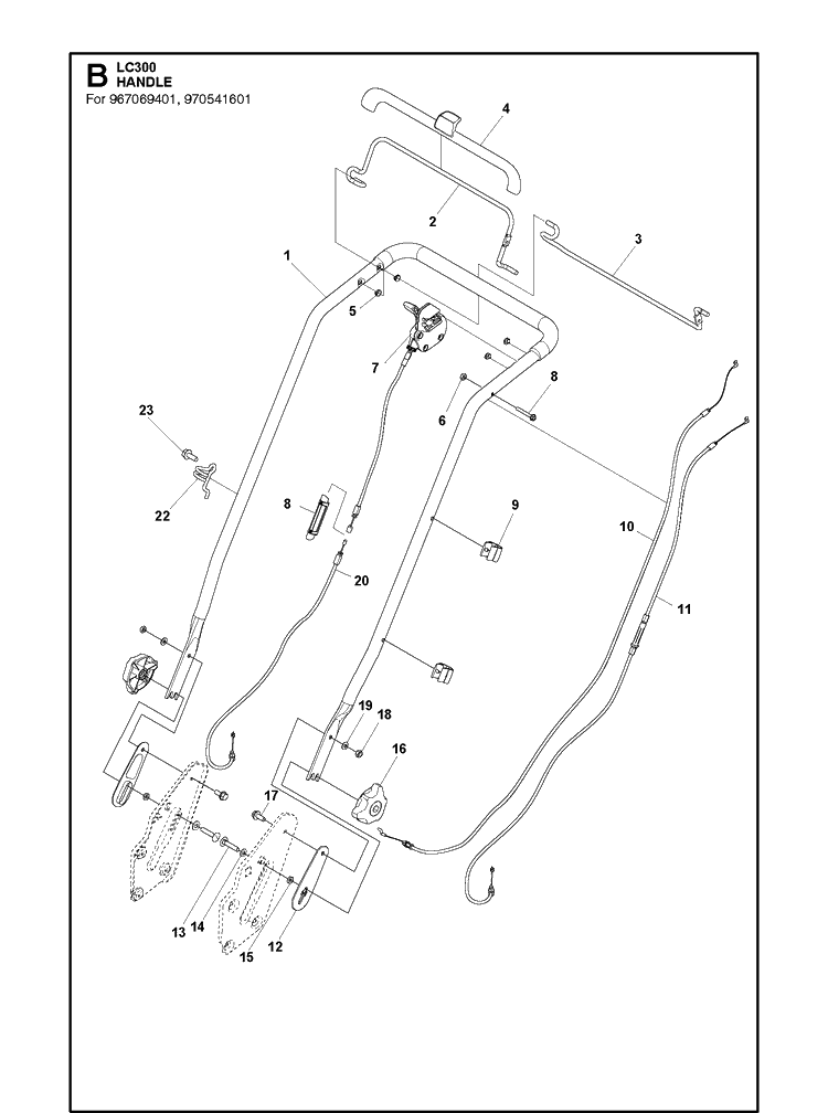 Handle 6 Diagram and Parts List for LC353V  Husqvarna Lawn Mower