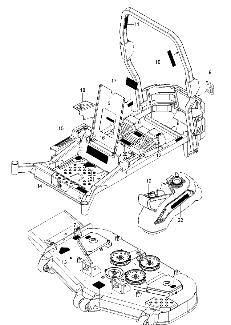 Decals Diagram and Parts List for Z560X (96767880201)(2019-12) Husqvarna Lawn Mower