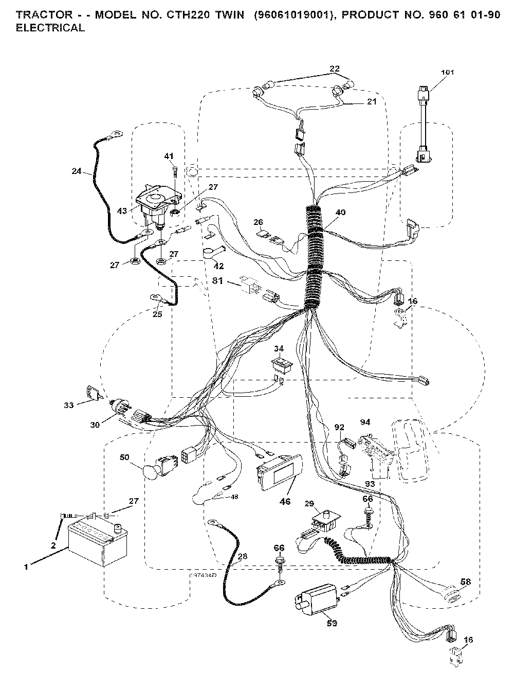 Electrical Diagram and Parts List for CTH220TWIN (96061019001)(2007-05) Husqvarna Lawn Tractor