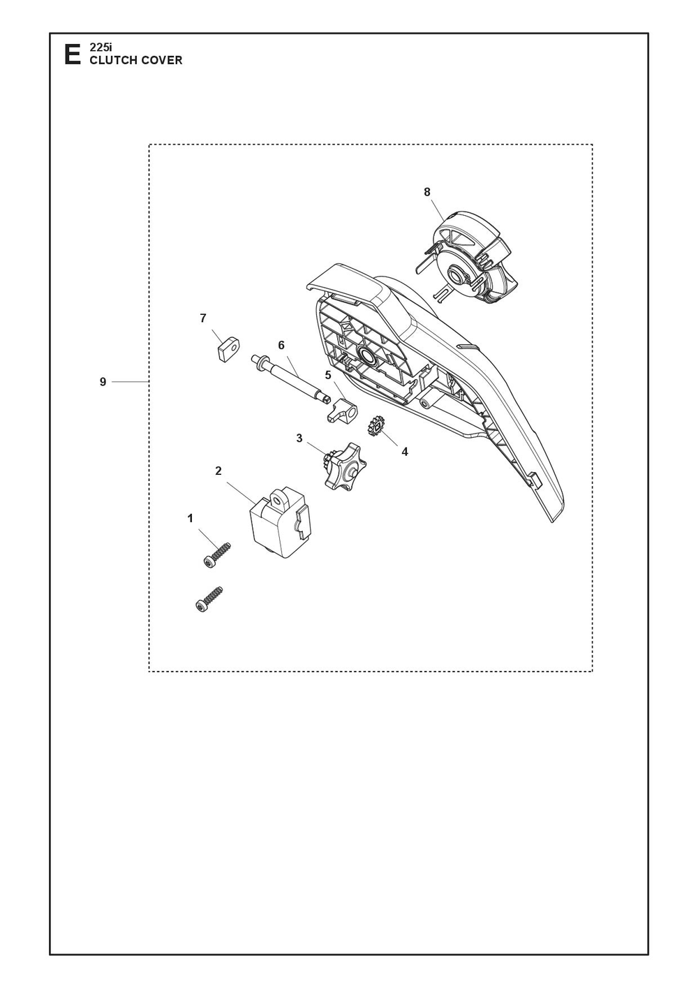 Clutch Cover Diagram and Parts List for 225I  Husqvarna Chainsaw