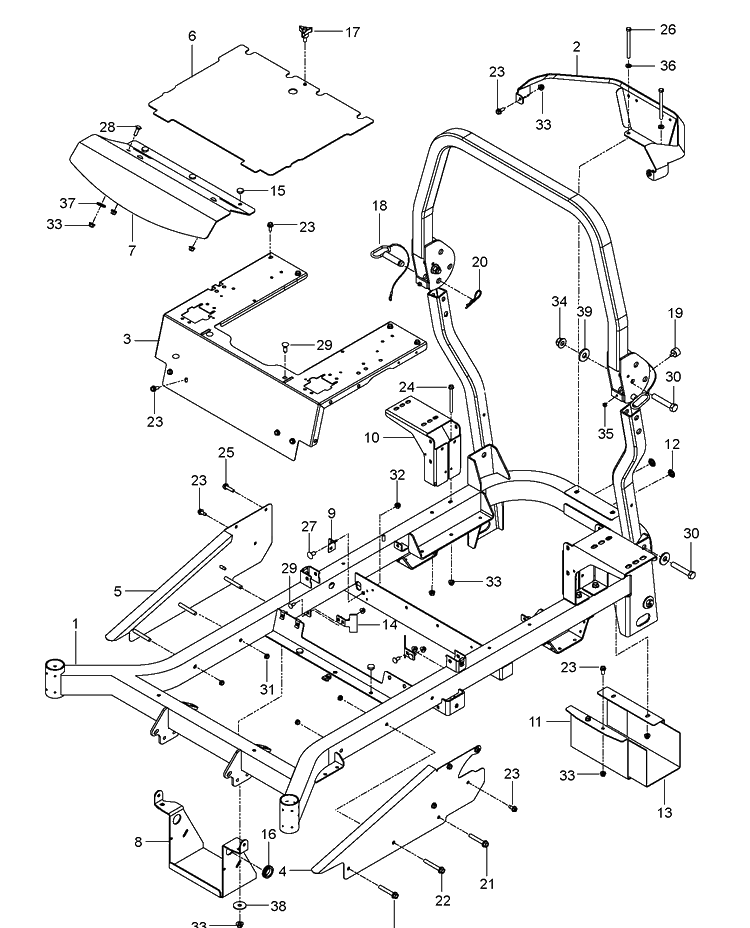 Frame Diagram and Parts List for MZ52 (96760290100)(2016-12) Husqvarna Lawn Mower