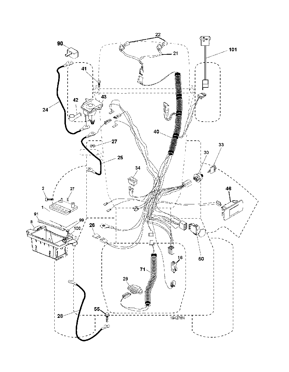 Electrical Diagram and Parts List for GTH260TWIN (96041004500)(2007-02) Husqvarna Lawn Tractor