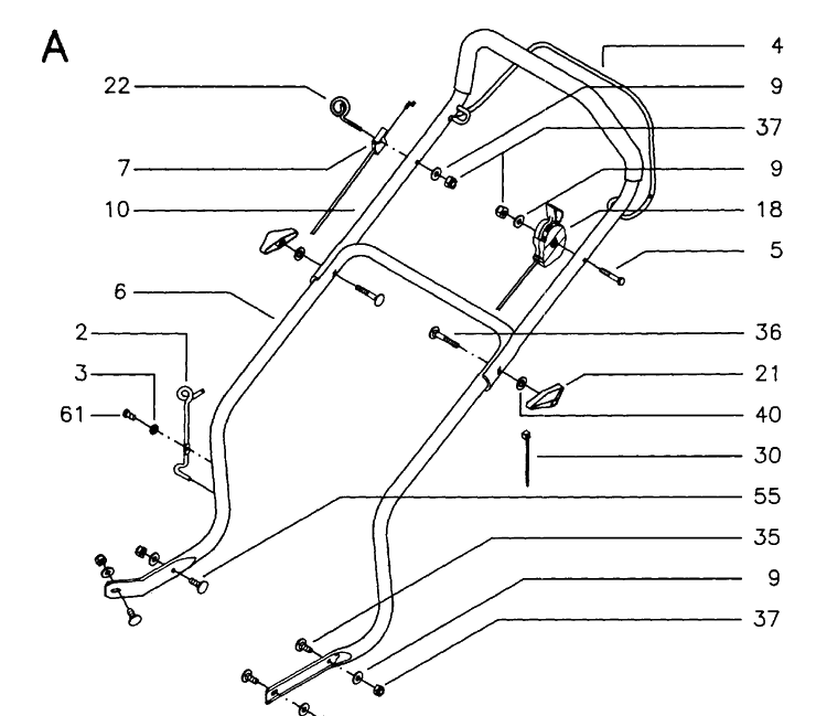 Handle And Controls 5 Diagram and Parts List for 46 ROYAL Husqvarna Lawn Mower
