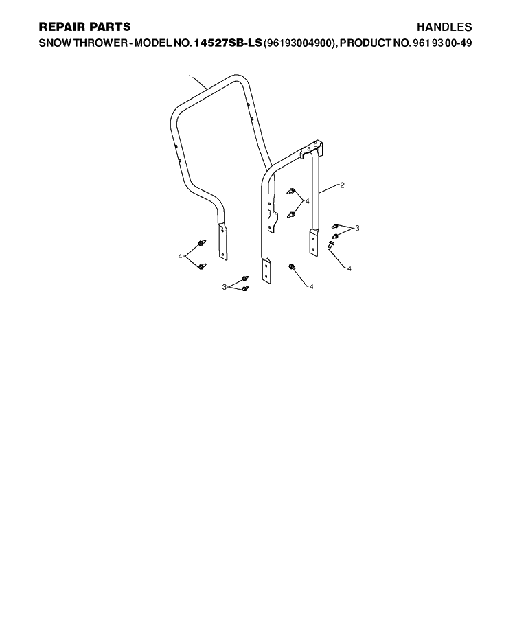 Handle 2 Diagram and Parts List for 12527HV 2010-07 Husqvarna Snow Blower