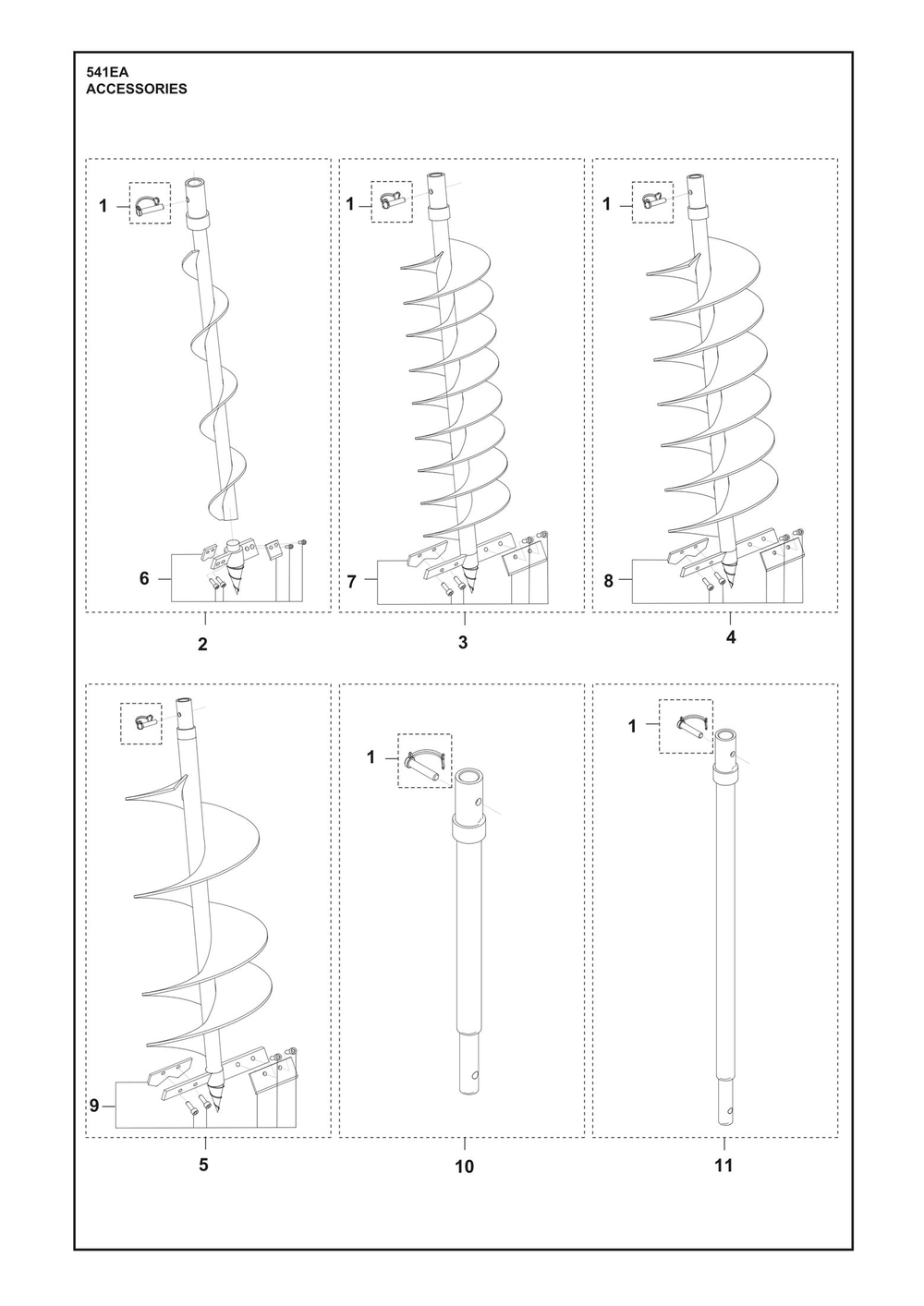 Accessories Diagram and Parts List for 541EA  Husqvarna Auger