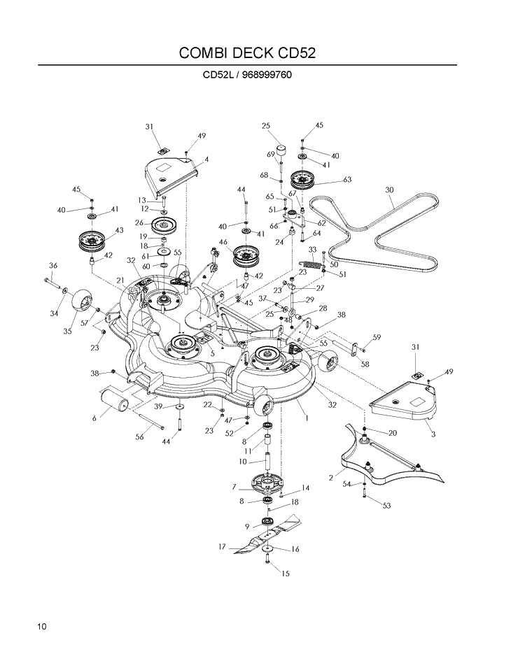 Mower Deck / Cutting Deck Diagram and Parts List for 968999760 2009-03 Husqvarna Lawn Mower