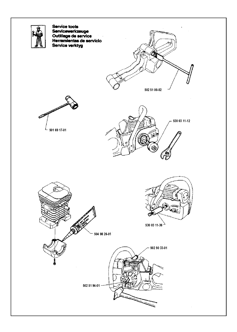 Service Updates Diagram and Parts List for 36 19941800001 & Above Husqvarna Chainsaw