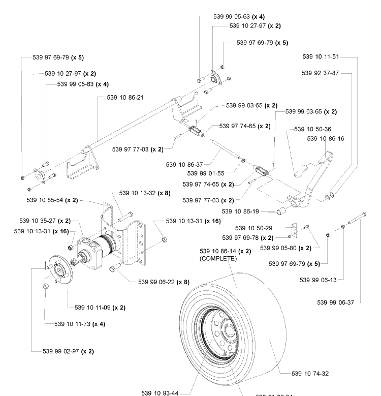 Park Brake Assembly (Te) Diagram and Parts List for IZ4217 (968999254)(2005-03) Husqvarna Lawn Mower