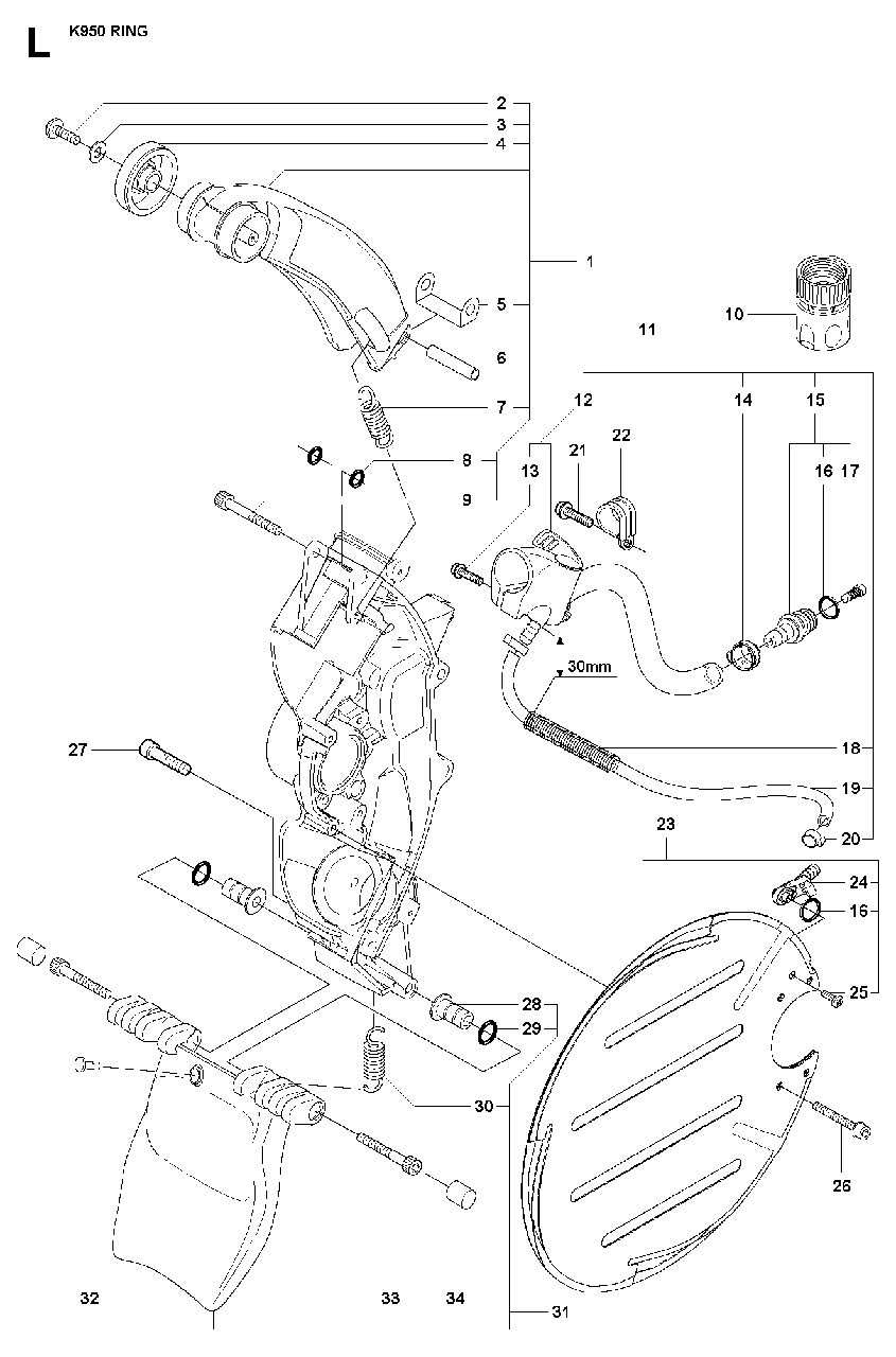 Guards Diagram and Parts List for K950RING 2007-01 Husqvarna Circular Saw