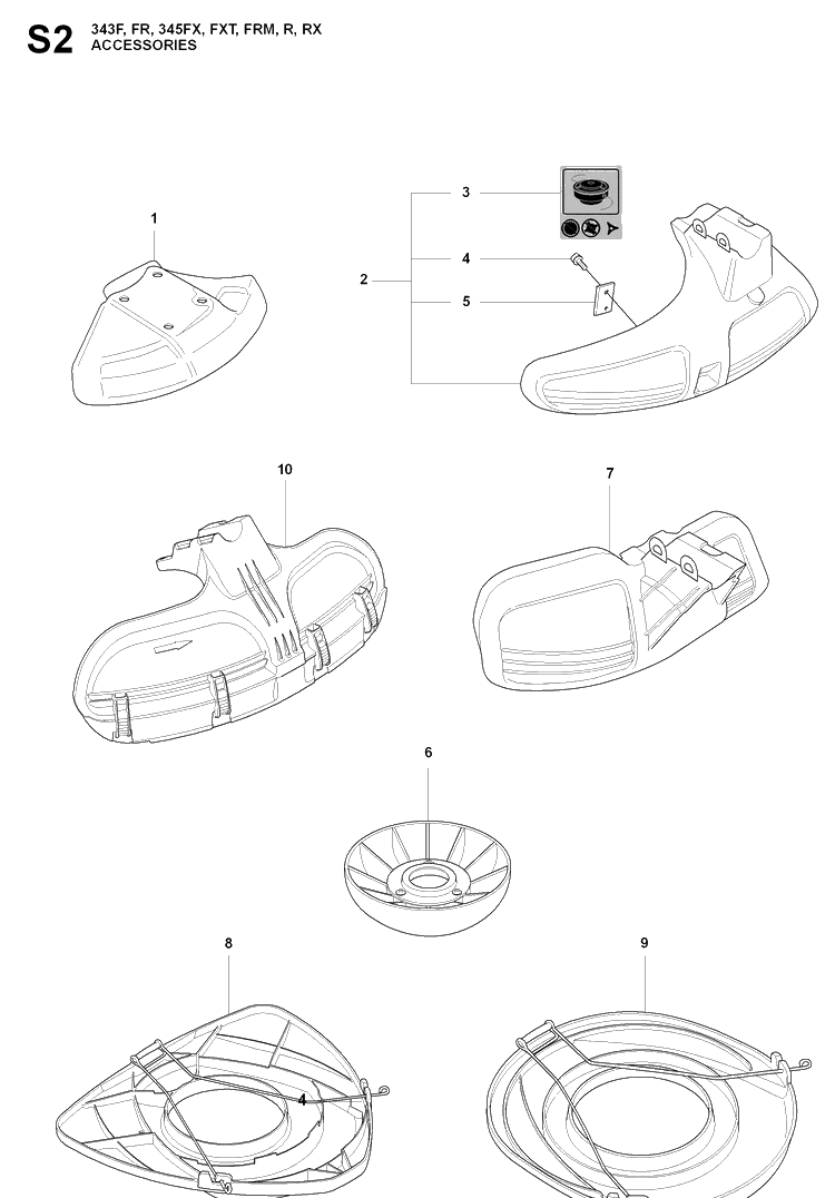 Accessories 7 Diagram and Parts List for 345FXT 20081800001-20103600000 Husqvarna Brush Cutter