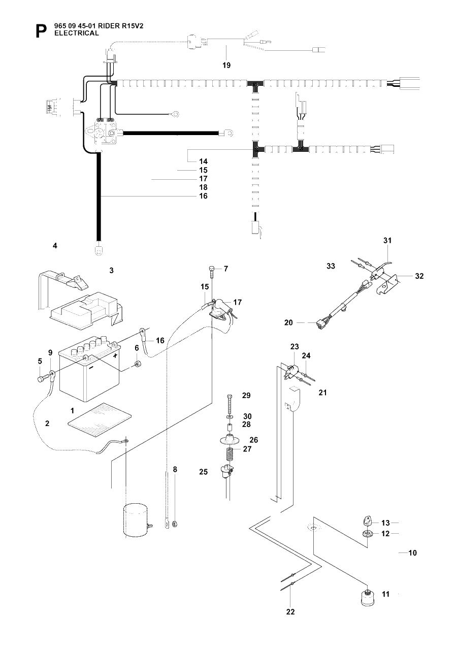 Electrical Diagram and Parts List for R15-V2 (965094501)(2007-01) Husqvarna Lawn Tractor