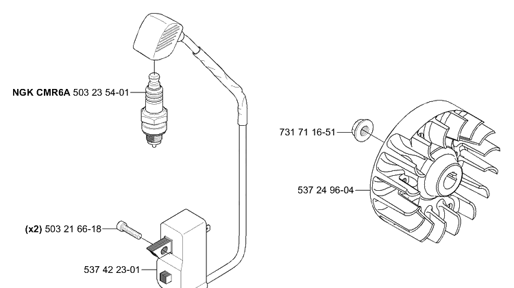 Ignition / Flywheel Diagram and Parts List for 333RX 2005-06 Husqvarna Trimmer