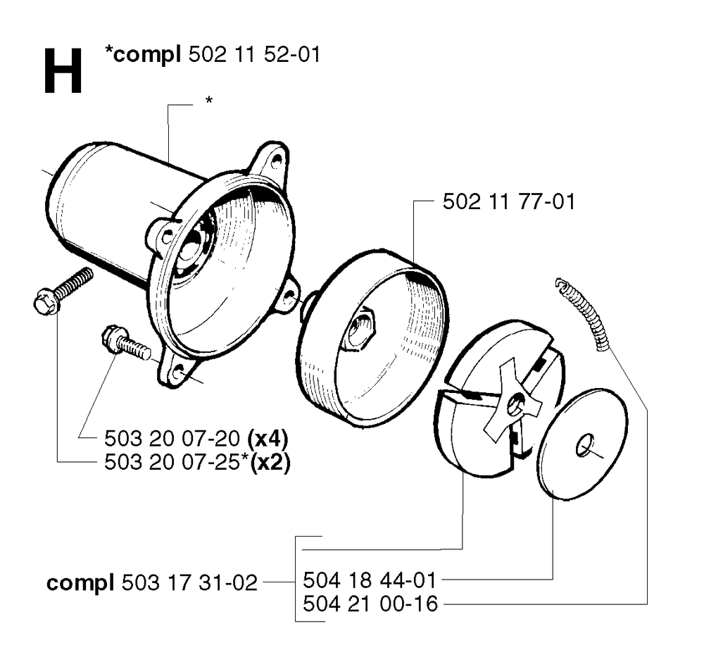Clutch Diagram and Parts List for 245RX 20023100001 & Above Husqvarna Trimmer