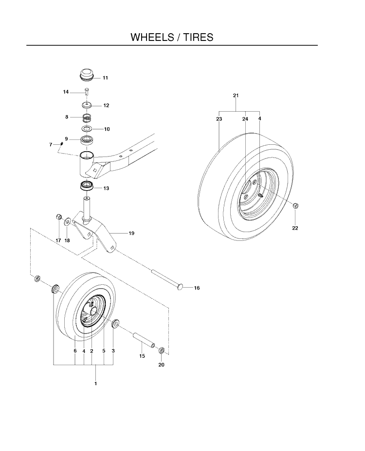 Wheels Tires Diagram and Parts List for RZ4219BF (966582201)(2011-02) Husqvarna Lawn Mower