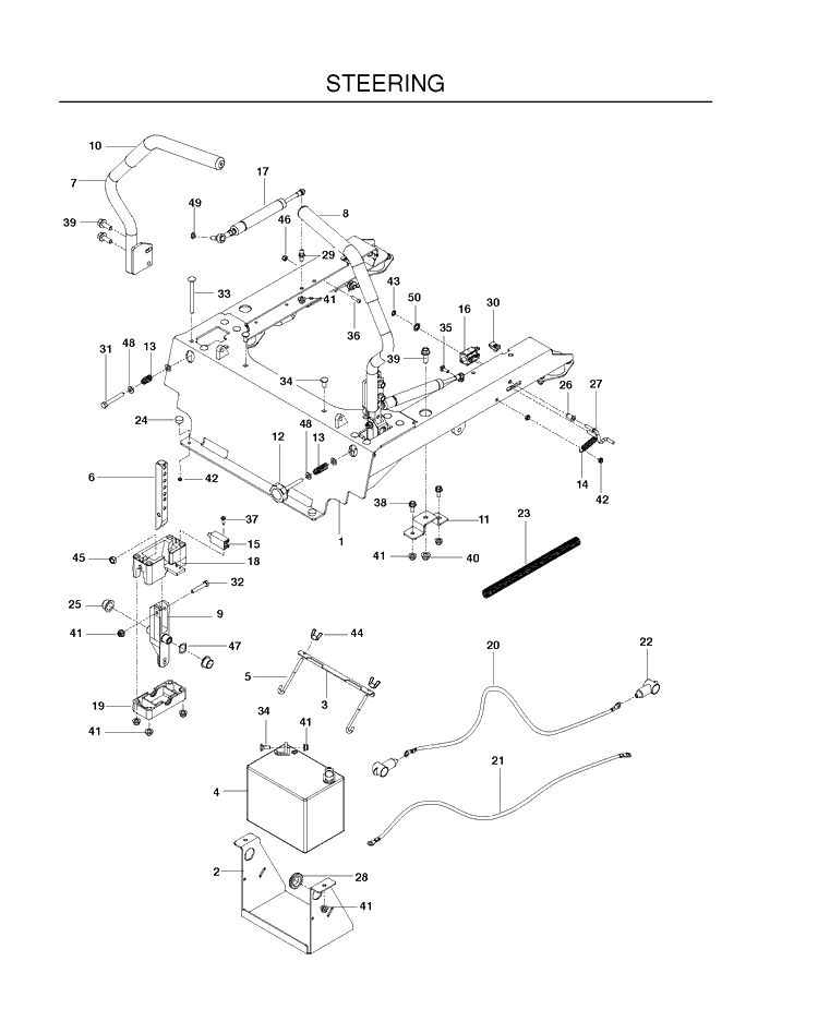 Steering Diagram and Parts List for P-ZT4822FSCARB (966663801)(2010-11) Husqvarna Lawn Mower