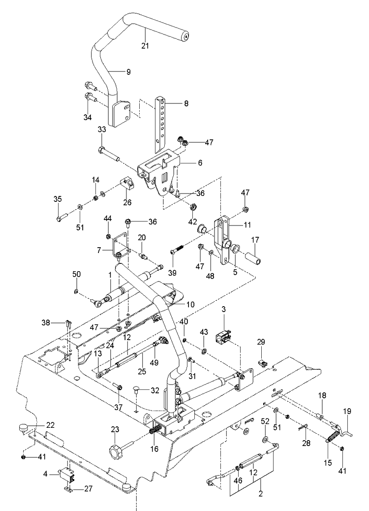 Steering Diagram and Parts List for PZ34FXBF (96655390100)(2011-01) Husqvarna Lawn Mower