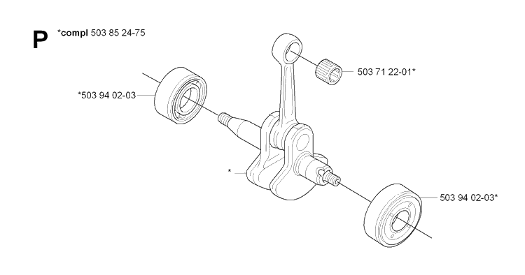 Crankshaft Diagram and Parts List for 323HE3 20090900001-Current Husqvarna Hedge Trimmer