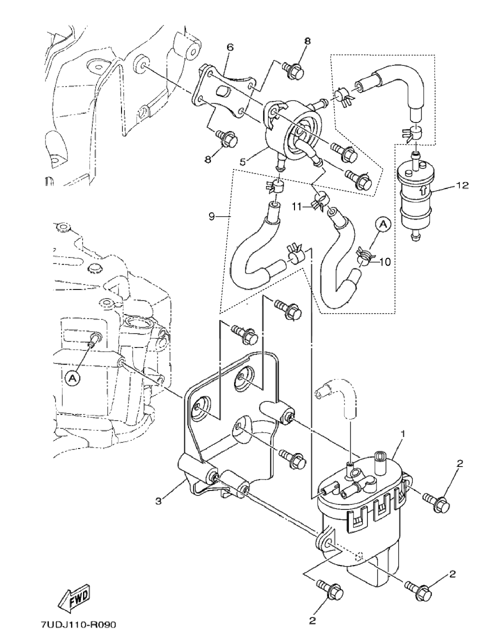 Fuel Pump Diagram and Parts List for MX800VJ 2018-09 Husqvarna Engine