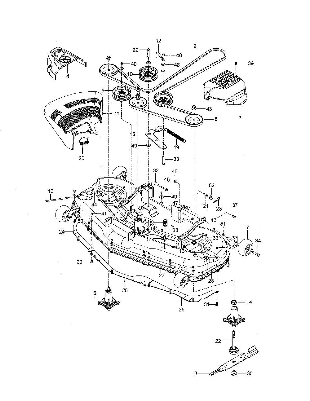 Mower deck/cutting deck Diagram and Parts List for Z254-967844601-00  Husqvarna Lawn Mower