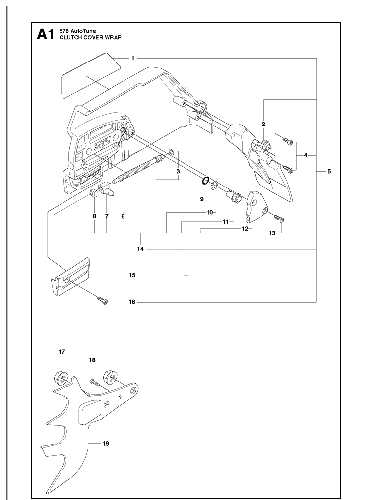 Clutch Cover 2 Diagram and Parts List for 576XP 20130900001-Current Husqvarna Chainsaw