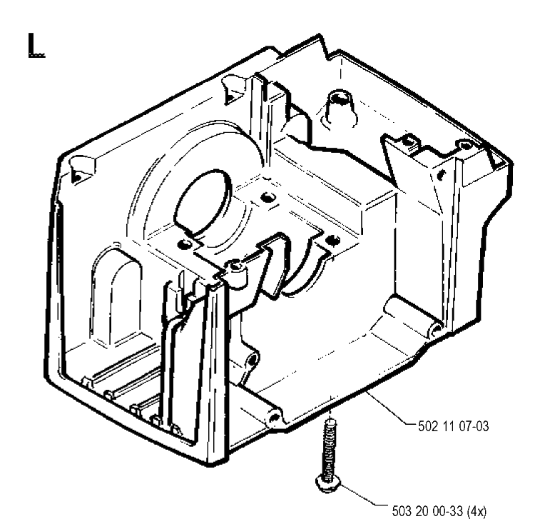 Crankcase Diagram and Parts List for 245R 19900100001-19941400000 Husqvarna Brush Cutter