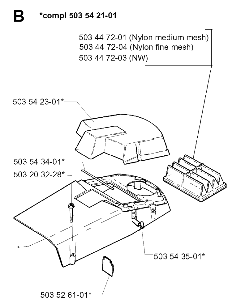 Air Filter Cover Diagram and Parts List for 262XP 19981400001-19992300000 Husqvarna Chainsaw
